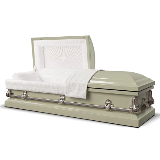Orion Series | Almond Steel Casket with White Interior