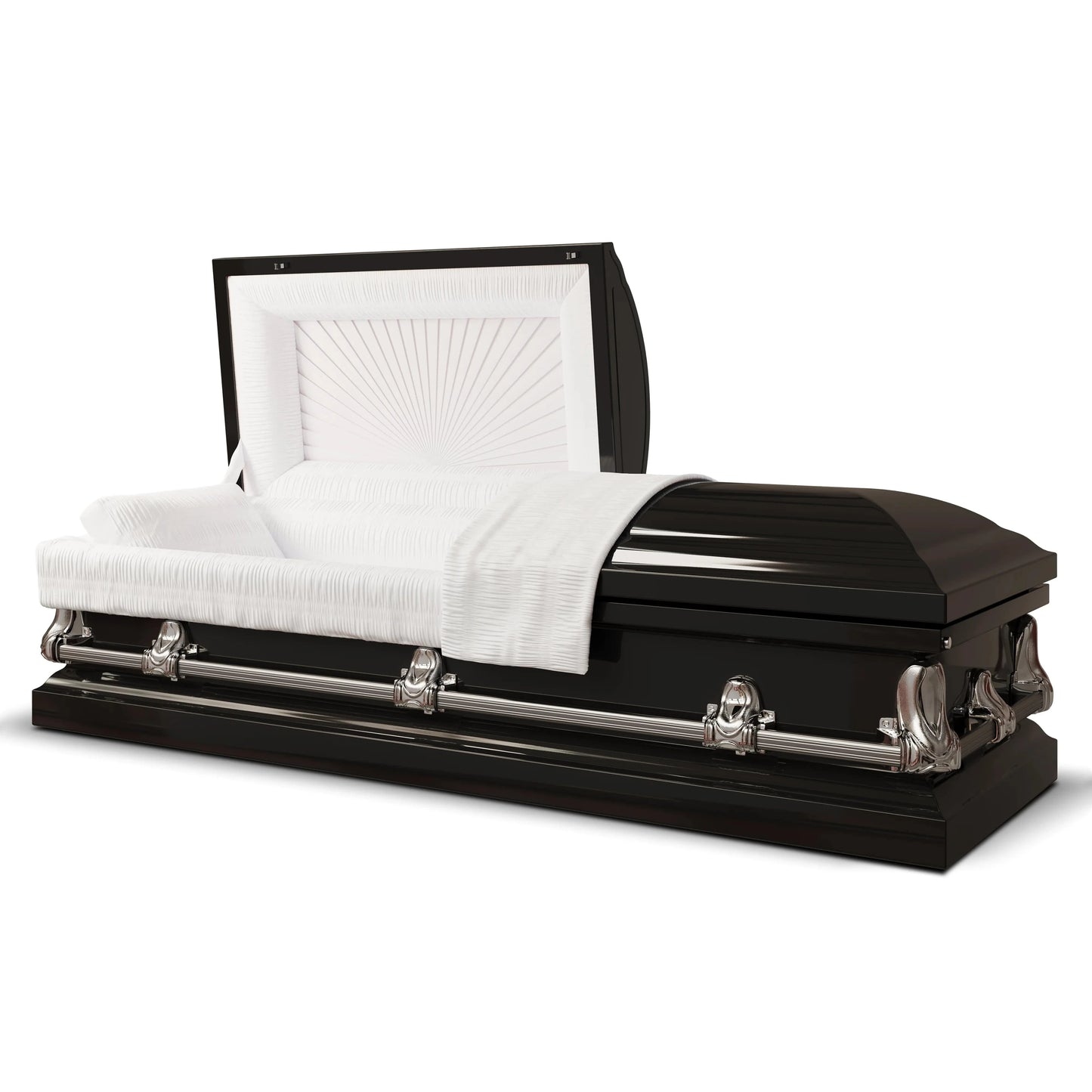 Orion Series | Black Steel Casket with White Interior