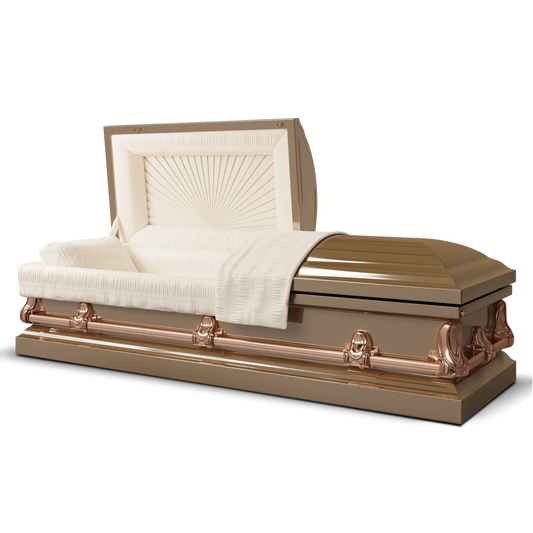 Orion Series | Copper Steel Casket with Rosetan Interior