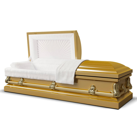 Orion Series | Gold Steel Casket with White Interior
