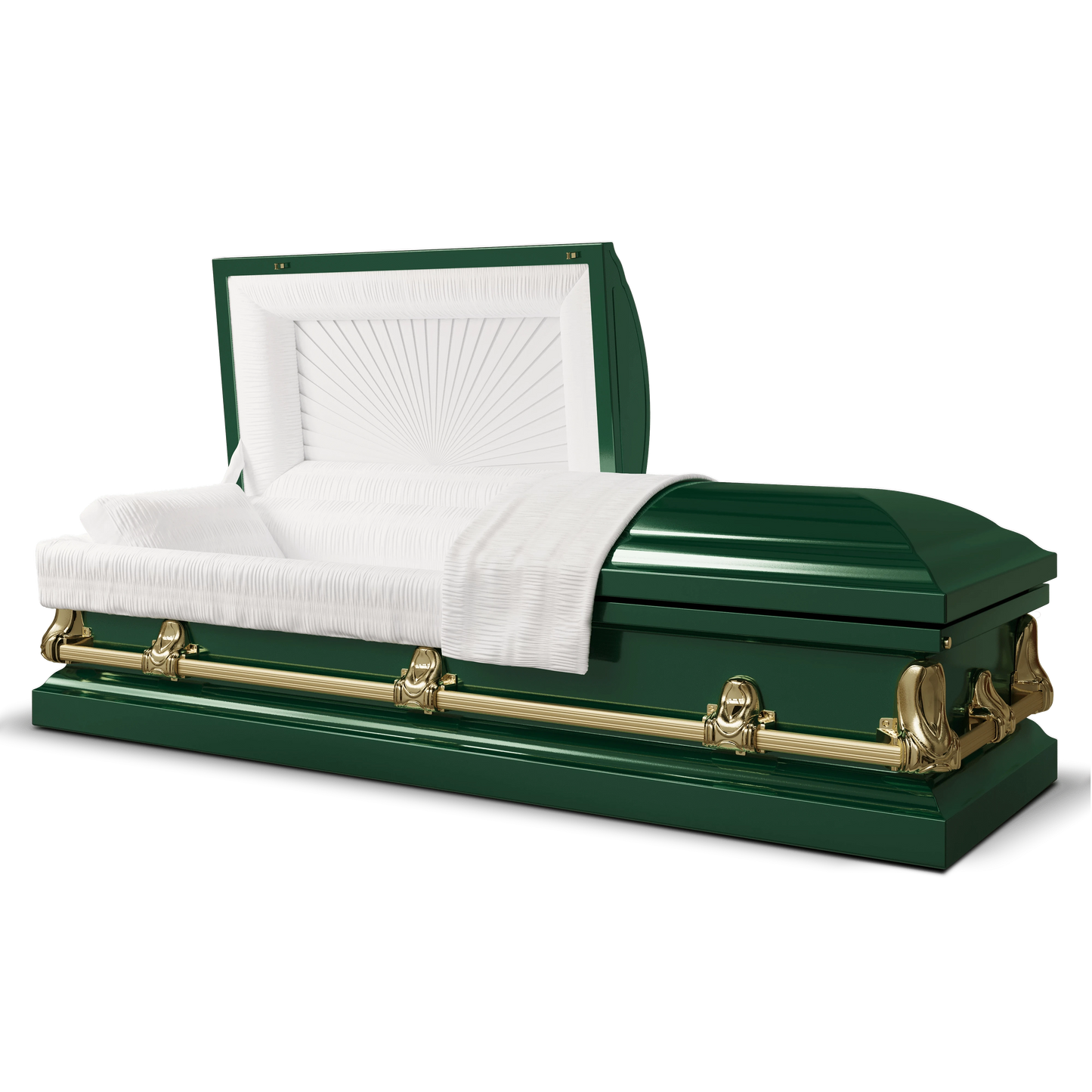 Orion Series | Green Steel Burial Casket with White Interior