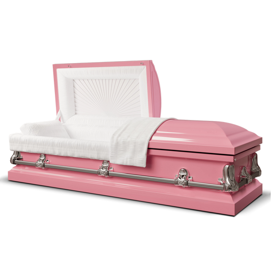 Orion Series (18 gauge) | Hot Pink Steel Casket with White Interior