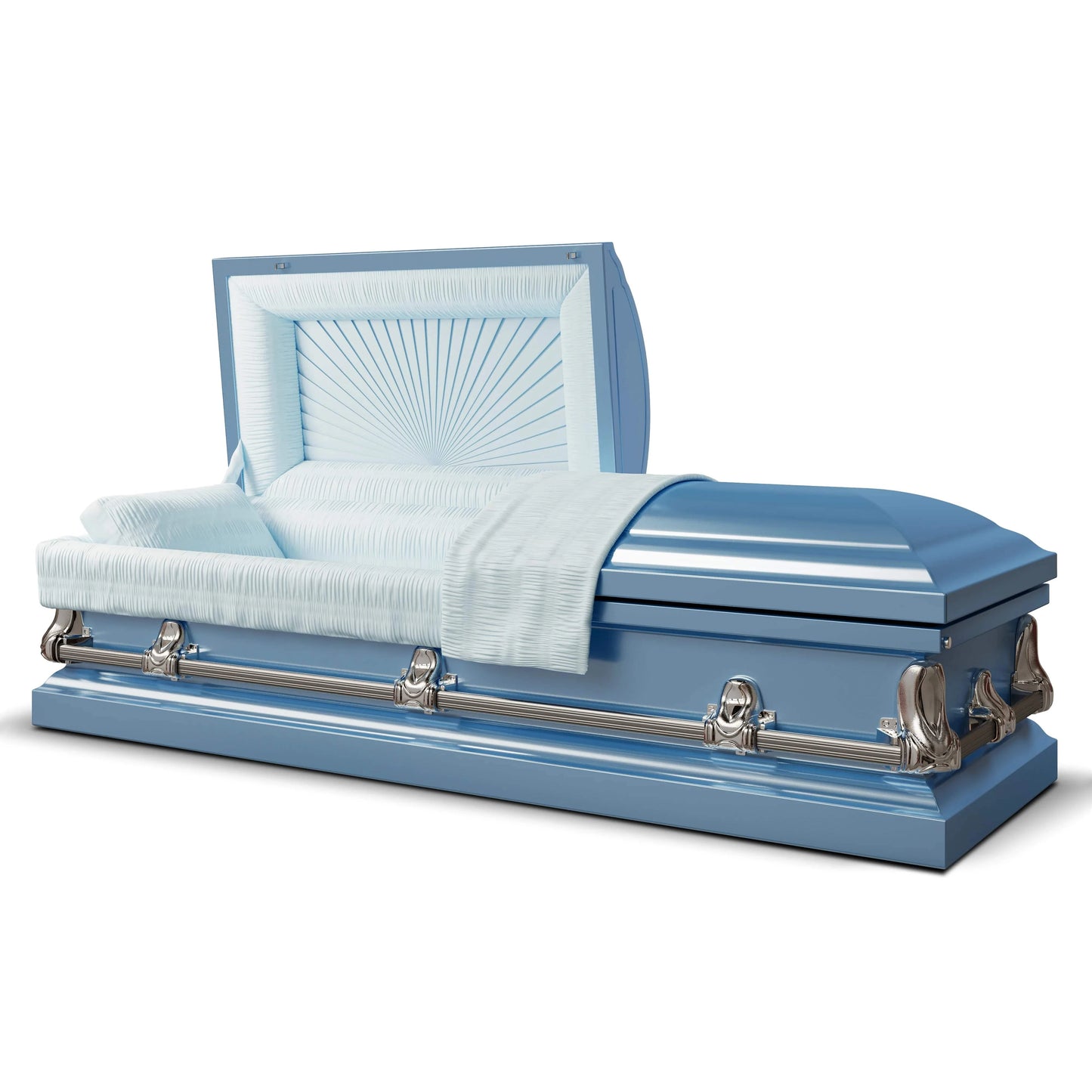 Orion Series | Light Blue Steel Casket with Light Blue Interior