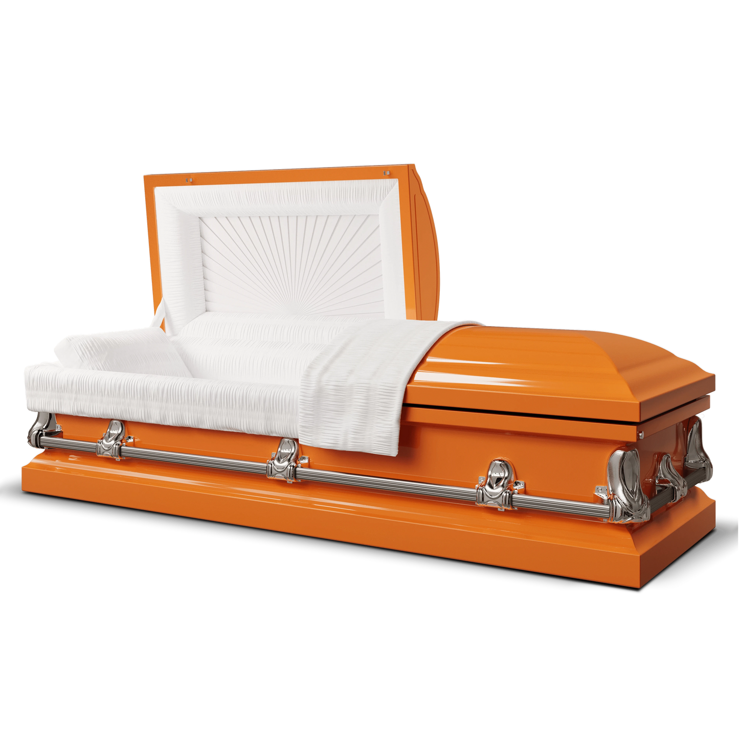 Orion Series | Orange Steel Casket with White Interior