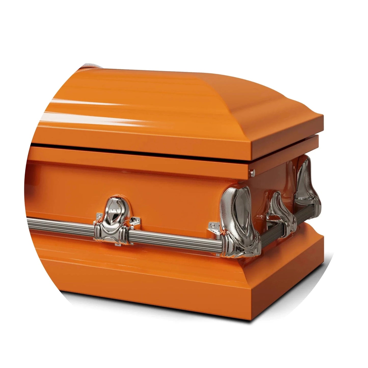 Orion Series | Orange Steel Casket with White Interior