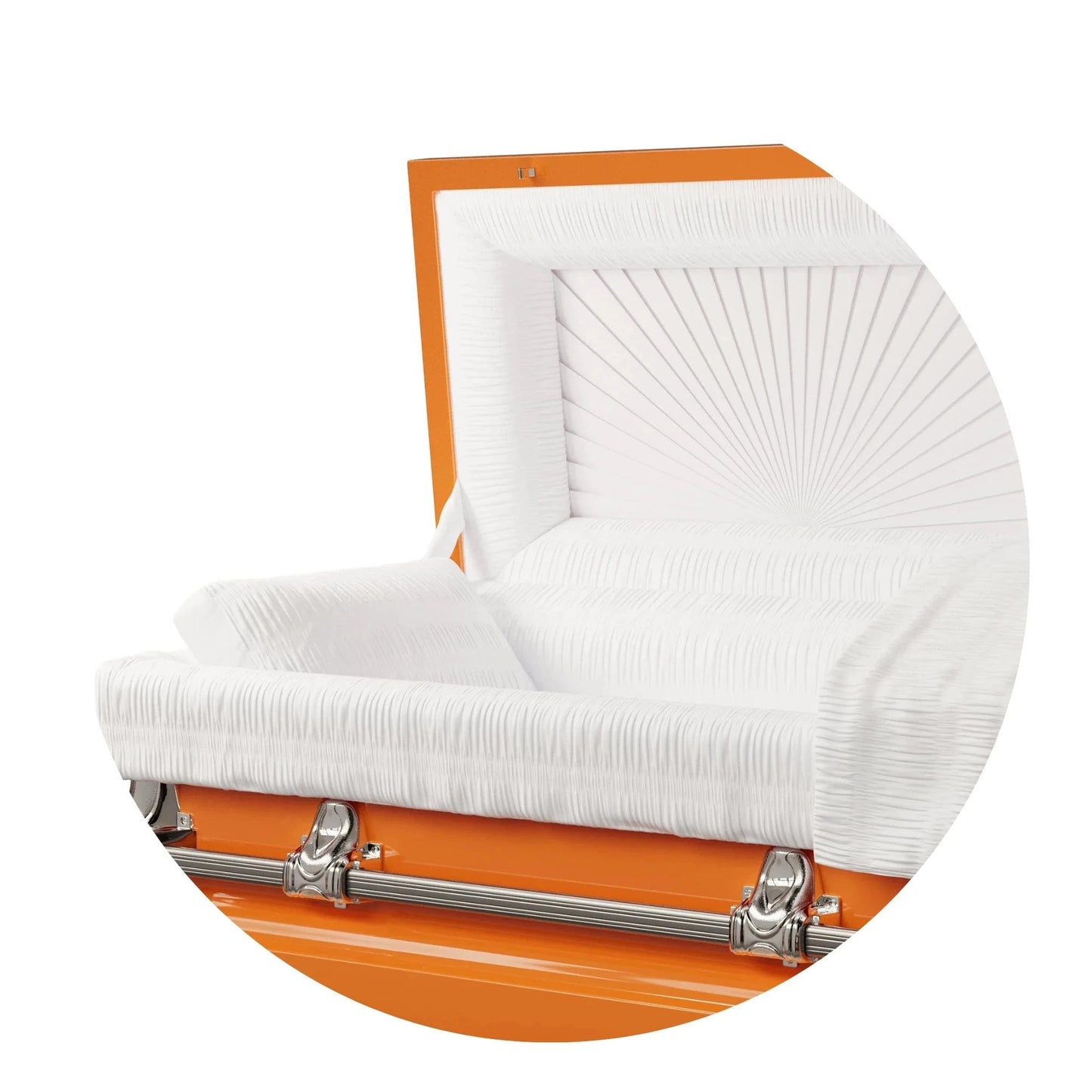 Orion Series | Orange Steel Casket with White Interior