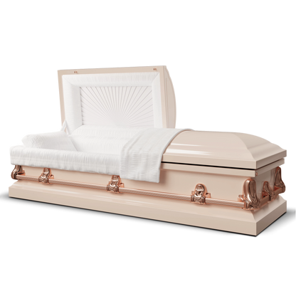Orion Series | Pink & Rose Gold Steel Casket with White Interior