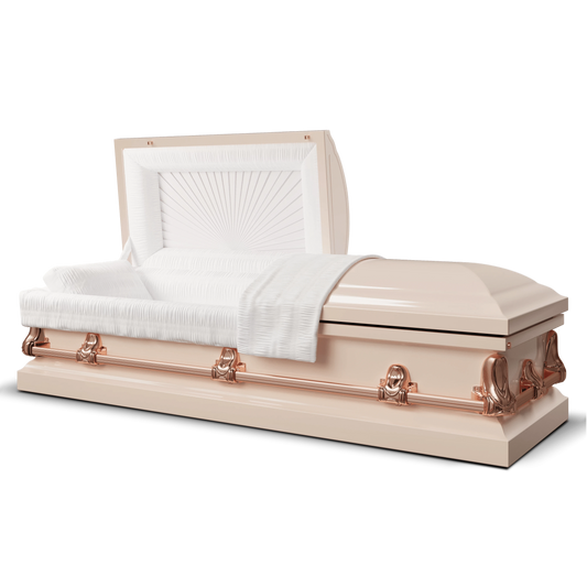 Orion Series | Pink & Rose Gold Steel Casket with White Interior