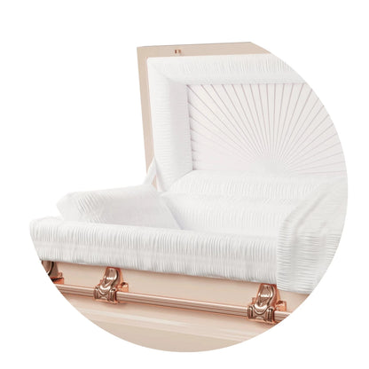 Orion Series | Pink & Rose Gold Steel Casket with White Interior