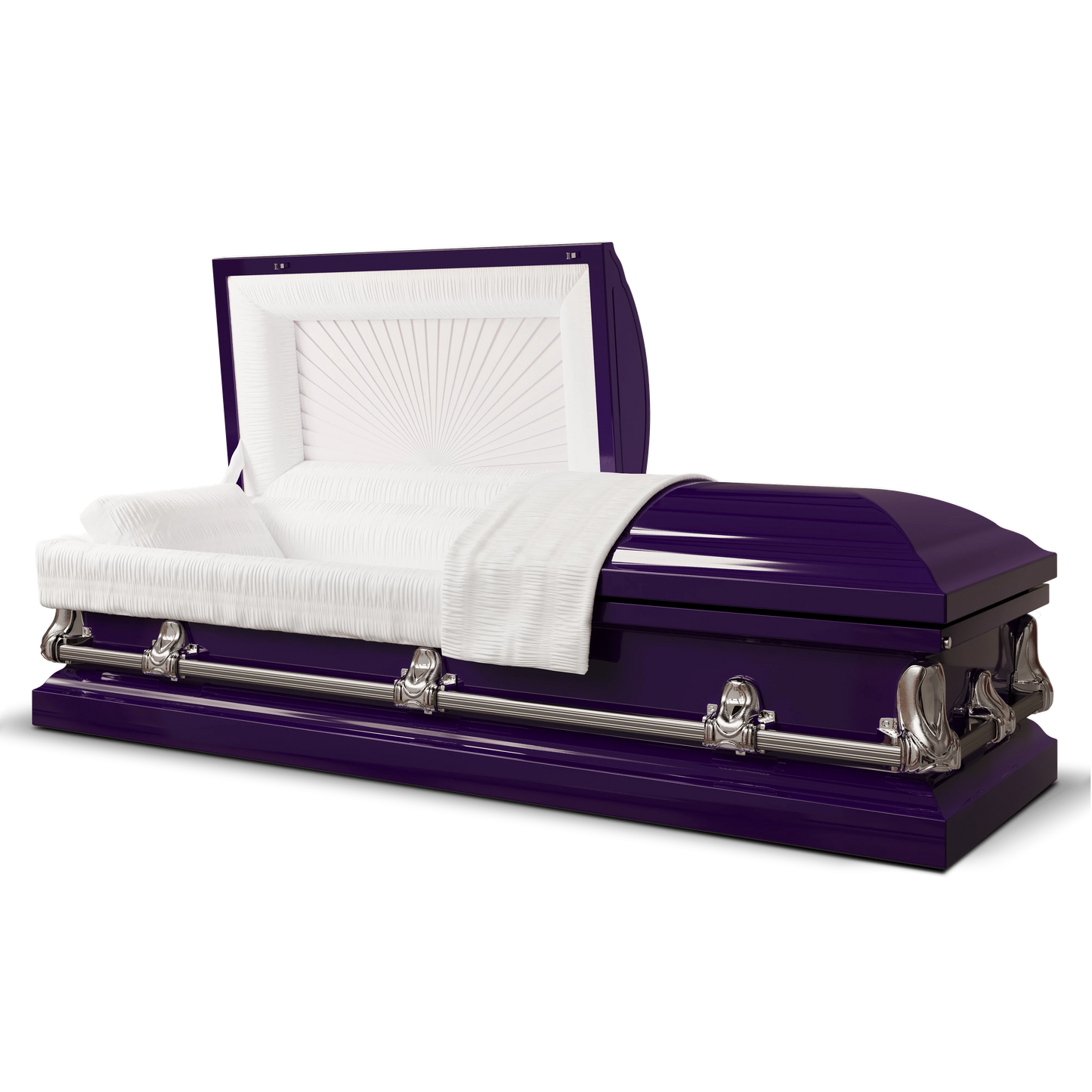 Orion Series | Royal Purple Steel Casket with White Interior