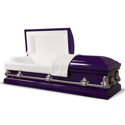 Orion Series | Royal Purple Steel Casket with White Interior