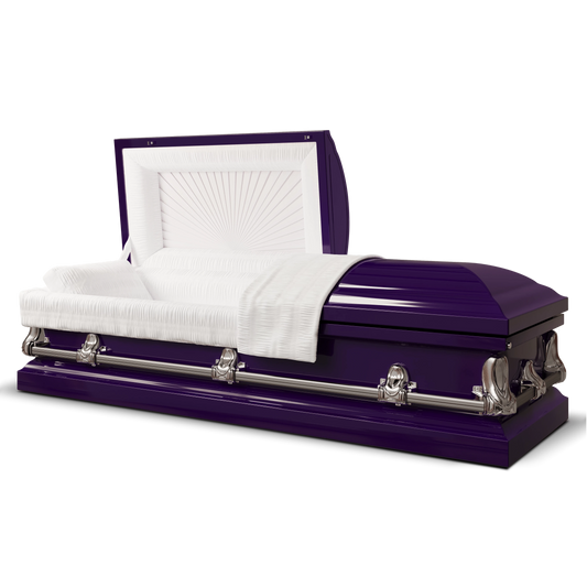 Orion Series | Royal Purple Steel Casket with White Interior