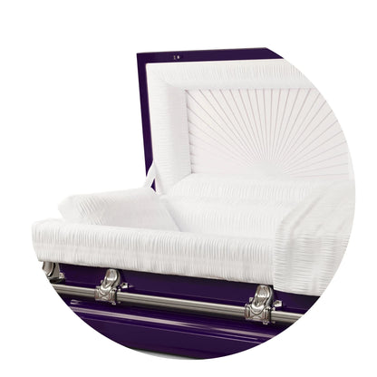 Orion Series | Royal Purple Steel Casket with White Interior