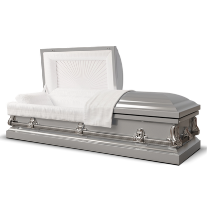 Orion Series | Silver Steel Casket with White Interior
