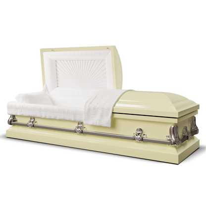 Orion Series | Soft Yellow Steel Casket with White Interior