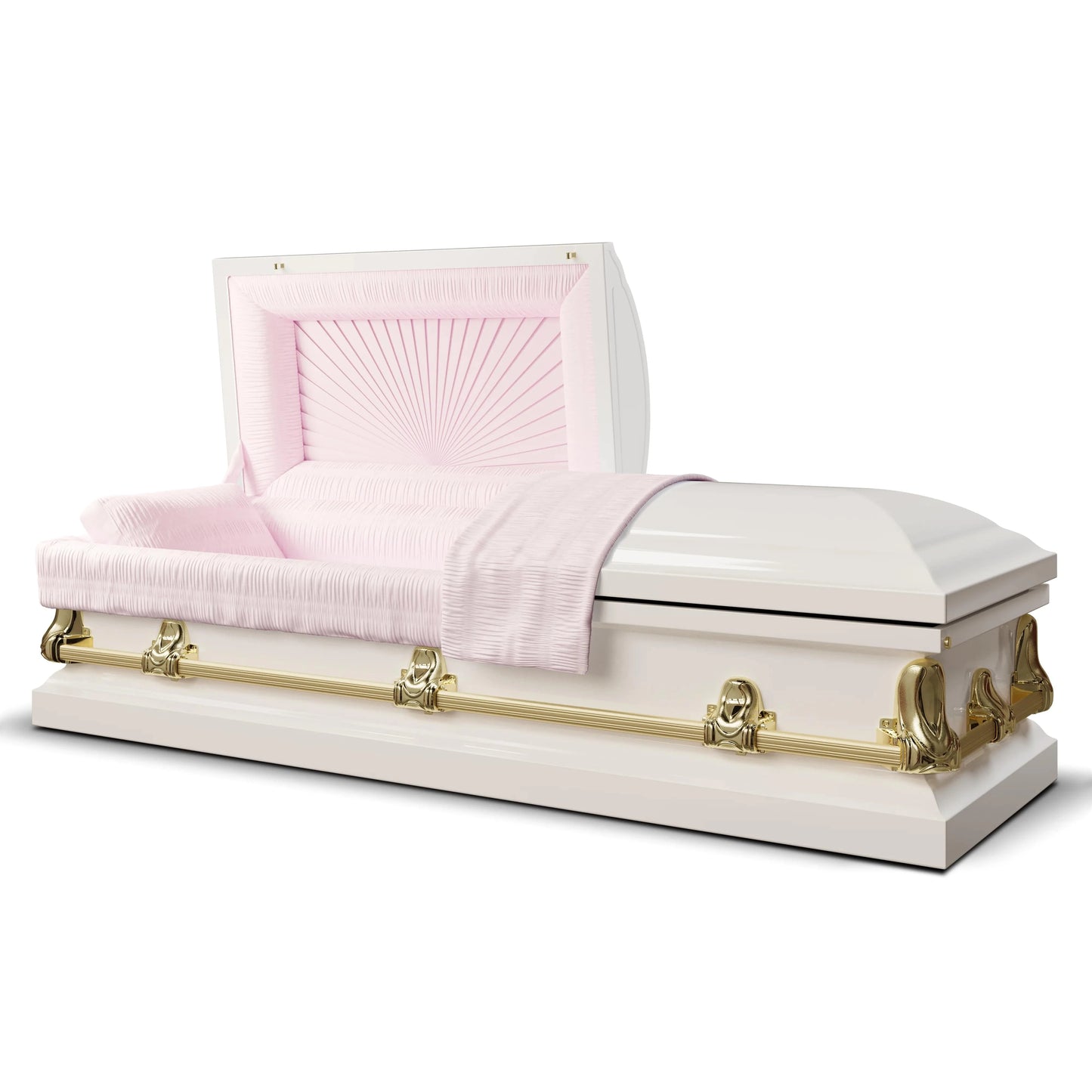 Orion Series | White and Gold Steel Casket with Pink Interior