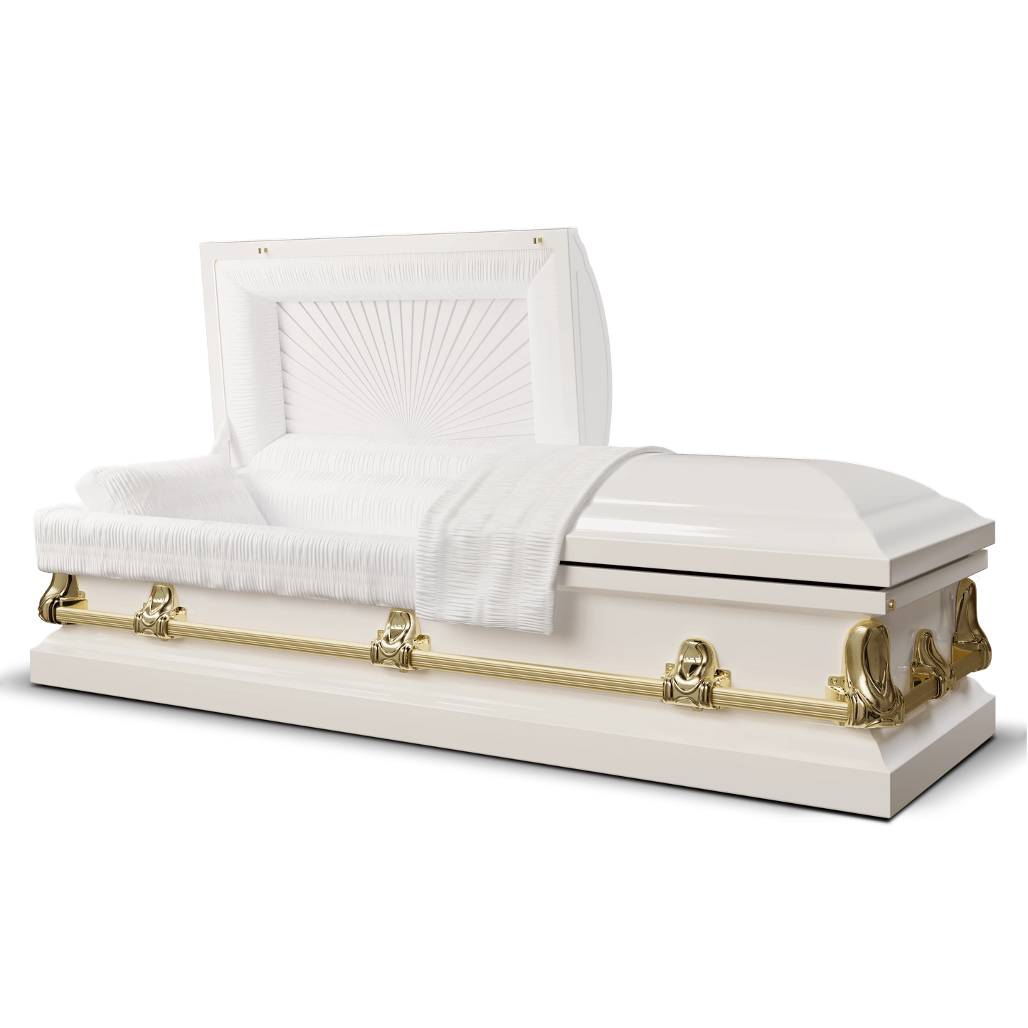 Orion Series | White and Gold Steel Casket with White Interior
