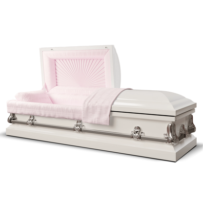 Orion Series | White Steel Casket with Pink Interior