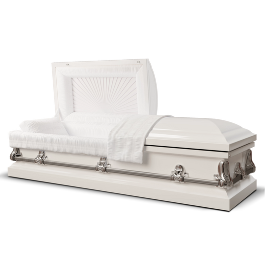 Orion Series | White Steel Casket with White Interior