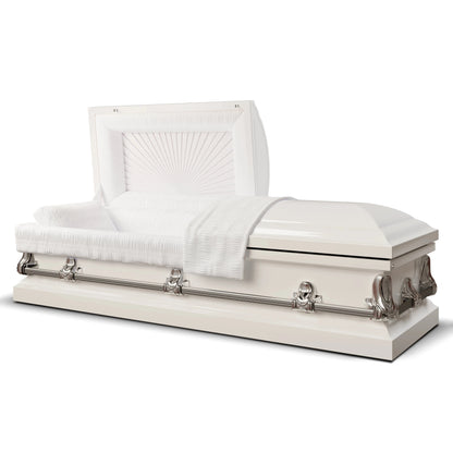Orion Series | White Steel Casket with White Interior