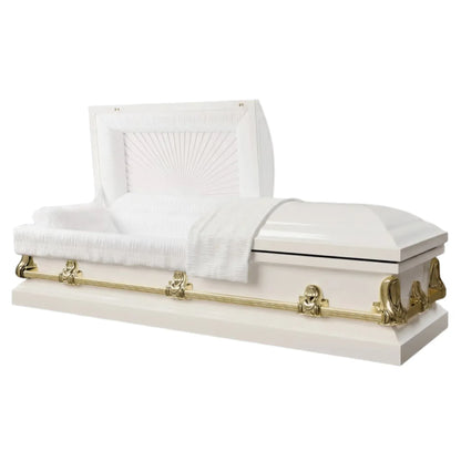 Orion NG Series | White and Gold Steel Casket with White Interior