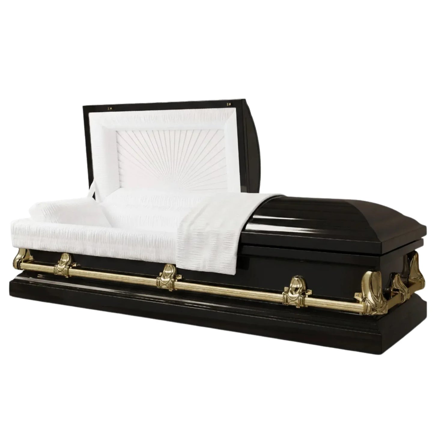 Orion NG Series | Black & Gold Steel Casket with White Interior