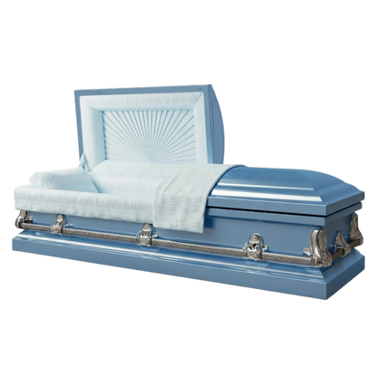 Orion NG Series | Light Blue Steel Casket with Light Blue Interior