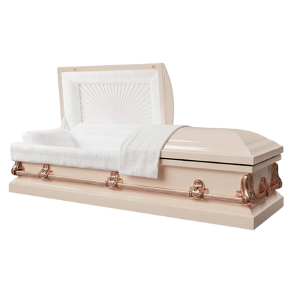 Orion NG Series | Pink & Rose Gold Steel Casket with White Interior