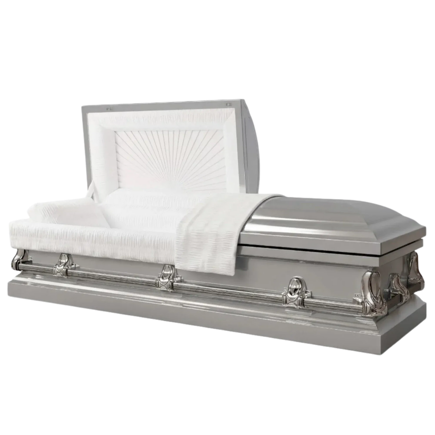 Orion NG Series | Silver Steel Casket with White Interior