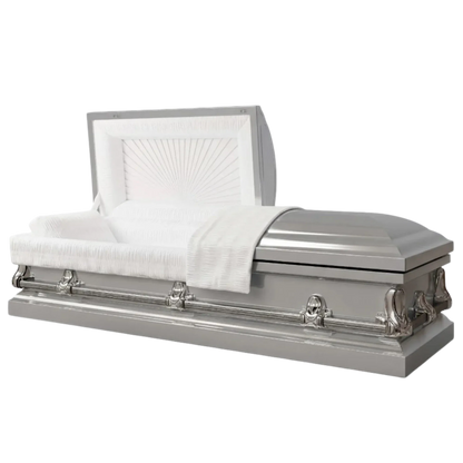Orion NG Series | Silver Steel Casket with White Interior