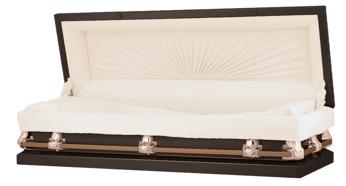 Full Couch Orion Series | Bronze Steel Casket with Rosetan Interior