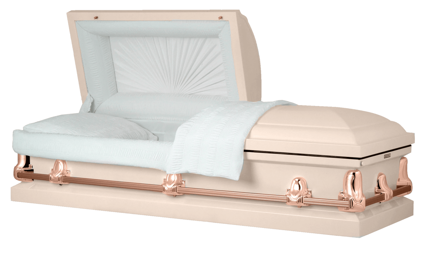 Orion Series | Pink & Rose Gold Steel Casket with White Interior