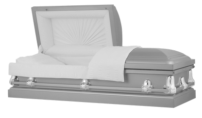 Orion Series | Silver Steel Casket with White Interior