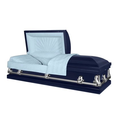 Orion Series | Dark Blue Casket with Light Blue Interior