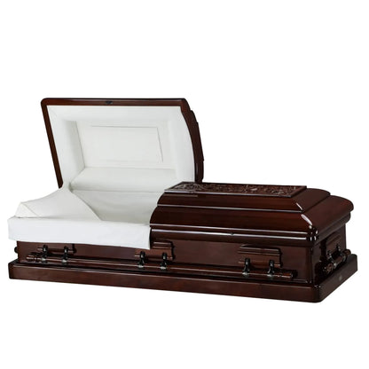 Pinecrest Elite (Mahogany) | Mahogany Casket with Elegant Carved Top
