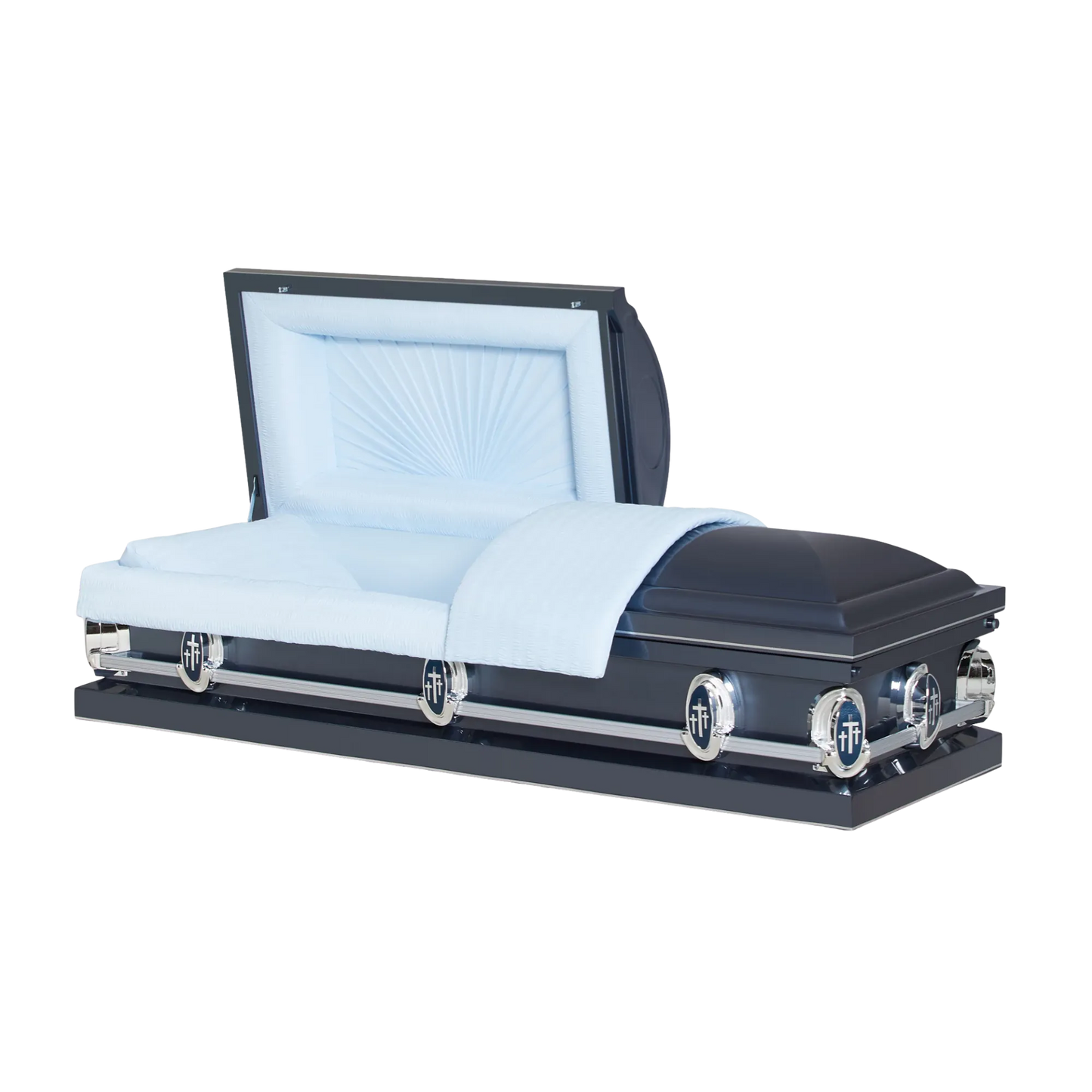Preston (20-Gauge Steel) | Dark Blue 20 Gauge Steel Casket with Blue Crepe Interior