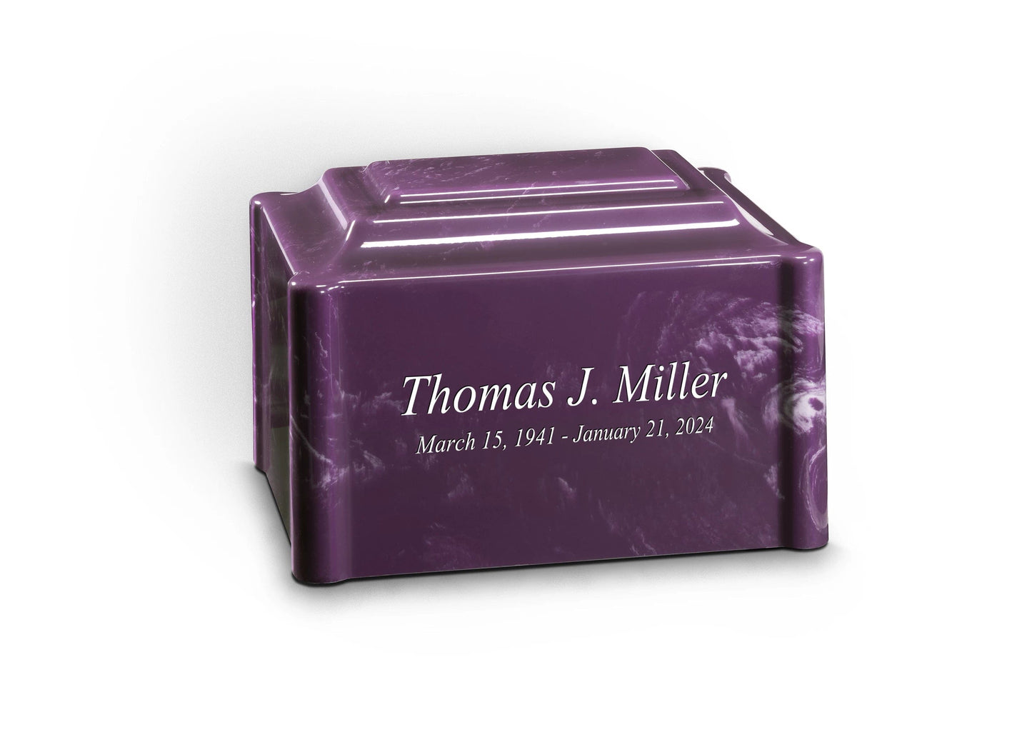 Purple Cultured Marble Cremation Urn