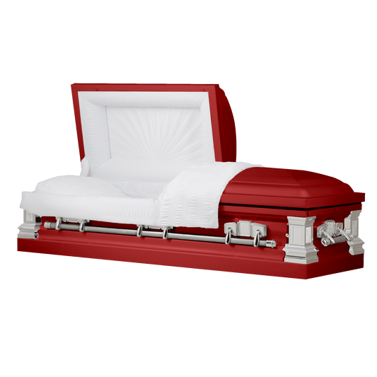Satin Series | Red Steel Casket with White Interior