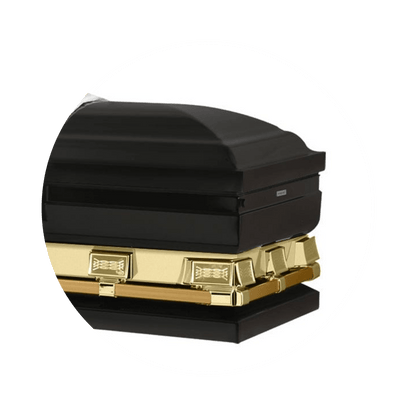 Reflections XL | Black and Gold Steel Oversize Casket with White Interior