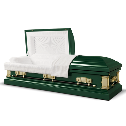 Satin Series | Hunter Green Steel Casket with White Interior