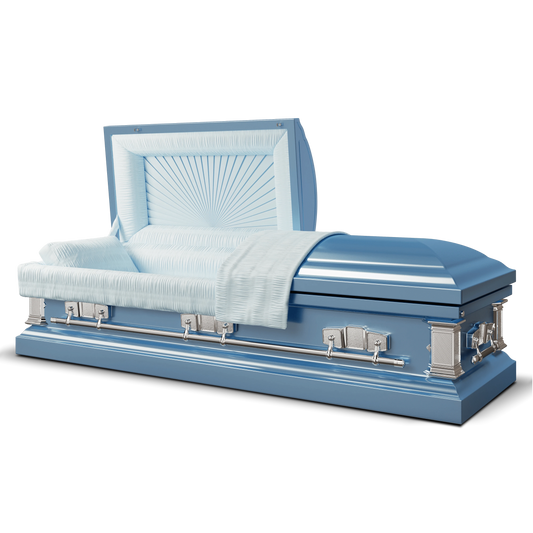Satin Series | Light Blue Steel Casket with Light Blue Interior