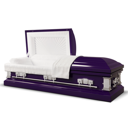 Satin Series | Royal Purple Steel Casket with White Interior