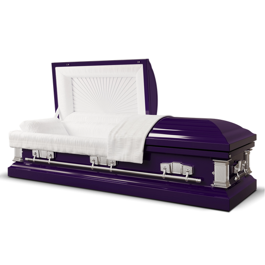 Satin Series | Royal Purple Steel Casket with White Interior