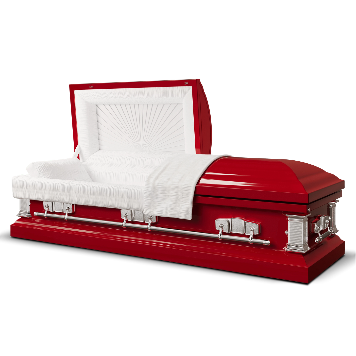 Satin Series | Red Steel Casket with White Interior
