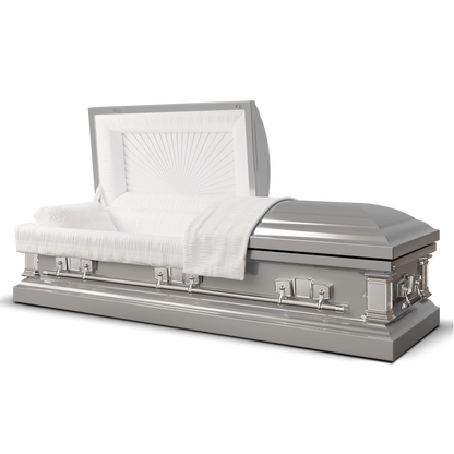 Satin Series | Silver Steel Casket with White Interior