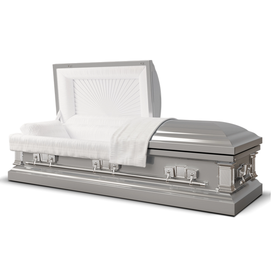 Satin Series | Silver Steel Casket with White Interior