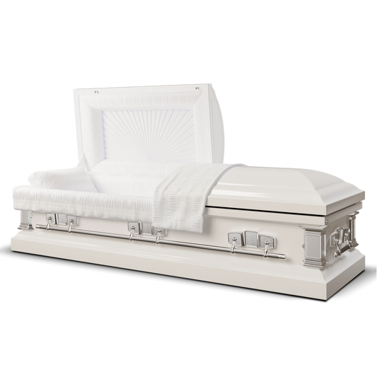 Satin Series | White Steel Casket with White Interior