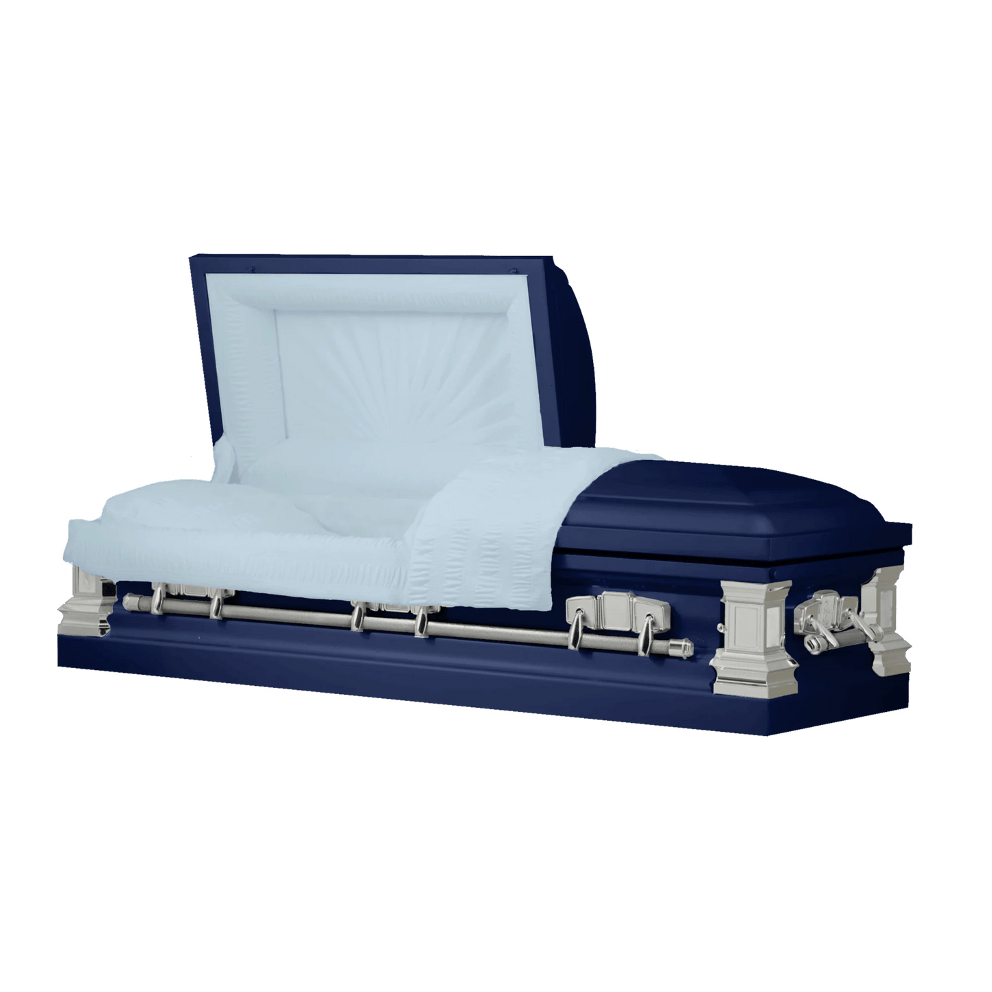 Satin Series | Dark Blue Steel Casket with Light Blue Interior