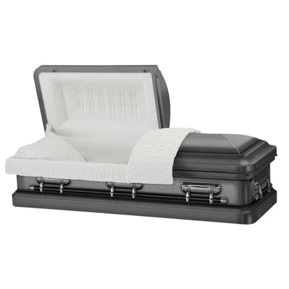 Silverton (18-Gauge Steel Casket) | Gunmetal 18 Gauge Steel Casket with White Velvet Interior
