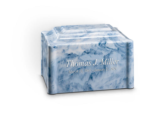 Sky Blue Cultured Marble Cremation Urn